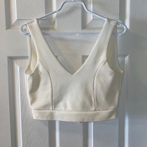 White, open back crop top